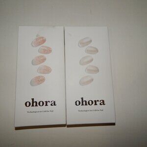 Ohora Silver Chrome Frosted White & Sparkle Glam w Glitter Semi Cured Gel Nails